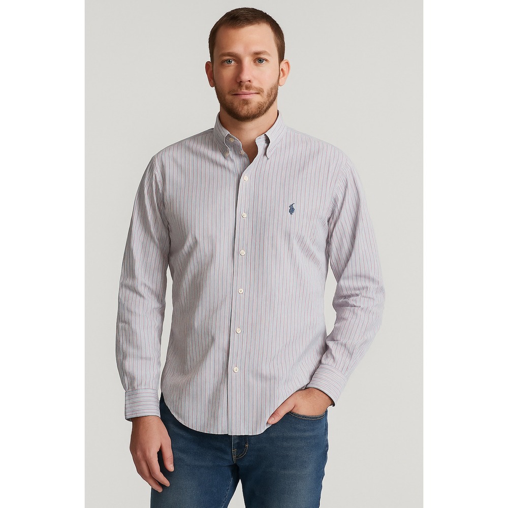 RALPH LAUREN 17 Multicolor Pinstripe Dress Shirt Classic‎ Fit Preppy Business